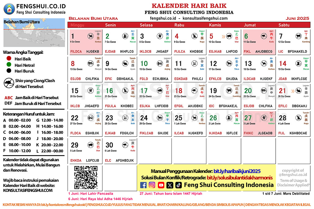 kalender hari baik juni 2025 belahan bumi utara