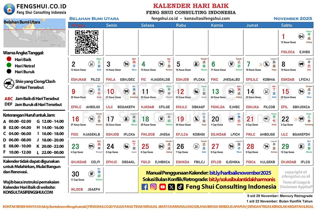 hari baik november 2025 belahan bumi utara